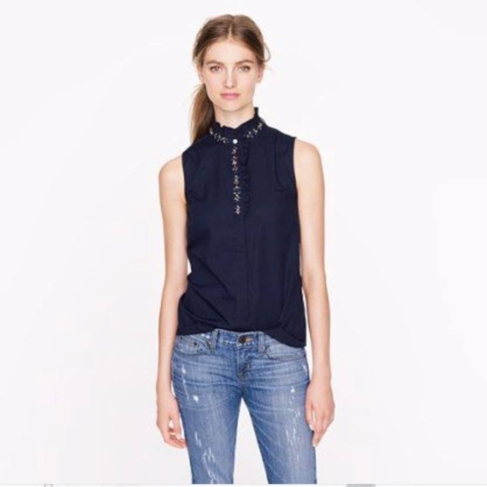 J.CREW ruffled rhinestone top